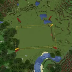 Obszar zaznaczony do edycji w Minecraft. Użycie world edit komendy pozwala na szybkie zmiany terenu.
