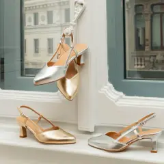 Eleganti slingback donna in oro e argento, perfette per ogni occasione. Un tocco di classe per il tuo guardaroba.