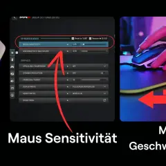 Gaming-Maus mit leuchtenden Akzenten und Einstellungen für Maus-Sensitivität. Was ist eDPI? Es ist die Kombination aus DPI und In-Game-Sensitivität.