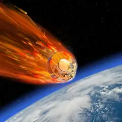 Ognista kula otacza radziecką sondę kosmiczną podczas wejścia w atmosferę Ziemi.