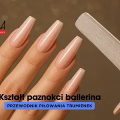 Dłonie z idealnymi paznokciami baleriny, które są właśnie piłowane pilnikiem.