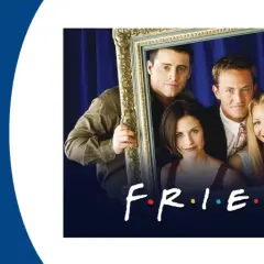 Il cast di Friends, ideale per un film inglese livello B1, sorride incorniciato.