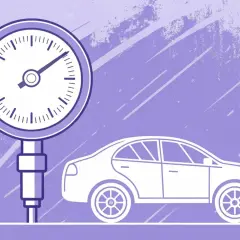 Manomètre indiquant la pression pneu Citroën C3. Illustration stylisée d'une voiture et d'un indicateur de pression.