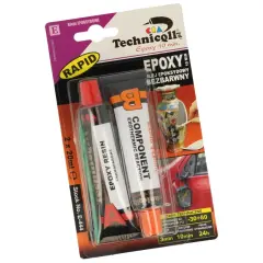 Klej dwuskładnikowy epoksydowy Technicoll Rapid. Zestaw do szybkiego klejenia, zawiera żywicę i utwardzacz.