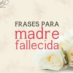 Flores blancas y bocetos de rosas acompañan el texto "Frases para madre fallecida", un homenaje a mi madre en el cielo.