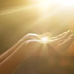 Hände im Sonnenlicht, die nach oben geöffnet sind. Ein Gefühl der Hoffnung, aber auch der Last, denn ich kann nicht verzeihen.