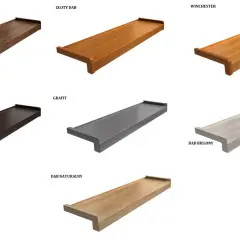Parapety zewnętrzne do okien winchester w różnych kolorach: orzech, złoty dąb, wenge, grafit, dąb naturalny, dąb biały.