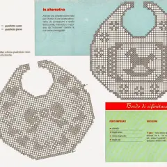 Schema per bavaglini uncinetto: un modello decorativo da sovrapporre a bavette tradizionali per le prime passeggiate del bebè.