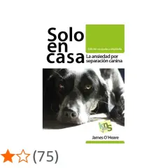 Libro "Solo en casa" sobre cómo acostumbrar a un perro a quedarse solo, con imagen de un perro triste.