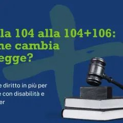 Dalla legge 104 come funziona: aggiornamenti per diritti di persone con disabilità e caregiver. Martello da giudice su libri.