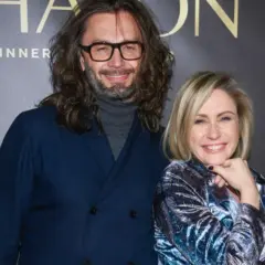 Małgorzata Ohme z partnerem na tle napisu "CHATEAU DINNER".