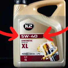 Kanister oleju silnikowego K2 5W-40 XL. Zastanawiasz się, jaki olej do silnika? Ten syntetyczny olej 5W-40 XL jest idealny do benzyny, diesla i LPG.