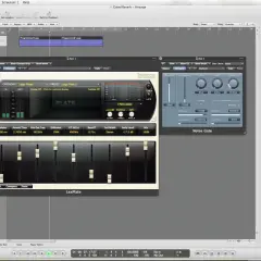 Wtyczka LexPlate w Logic Pro symuluje pogłos, pokazując parametry takie jak czas pogłosu. Reverb co to? To efekt przestrzenny.