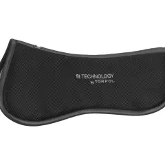 Czarna podkładka pod siodło z technologią "fit TECHNOLOGY by TORPOL", zapewniająca komfort i dopasowanie.