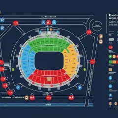 Plan bram, wejść i sektorów Stadionu Narodowego. Sprawdź, co można wnieść na stadion, gdzie są wejścia i parkingi.