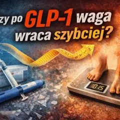 Zastrzyk GLP-1 i waga na wadze. Czy po terapii GLP-1 waga wraca szybciej? Miarka krawiecka pokazuje wzrost.