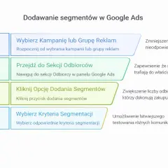 Proces dodawania segmentów w Google Ads: wybierz kampanię, przejdź do odbiorców, kliknij dodaj segmenty i wybierz kryteria. To klucz do skutecznej segmentacji klientów.