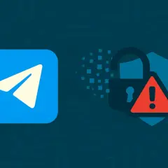 Logo Telegram obok otwartej kłódki i tarczy. Czy telegram co to jest bezpieczny?