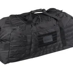 Bolsa deportiva negra Mil-Tec con sistema MOLLE y parche de velcro.