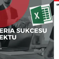 Kryteria sukcesu projektu: uścisk dłoni, logo Excel i nazwisko autora.