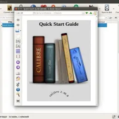 Un lecteur epub Windows gratuit : Calibre affiche le guide de démarrage rapide d'un livre électronique au format EPUB.