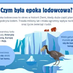 Epoka lodowcowa od ilu lat? Ziemia pokryta lodem, mamuty i ptak na lodzie. Epoka lodowcowa rozpoczęła się ok. 2,4 miliona lat temu.