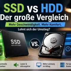 SSD vs. HDD: Ein Vergleich. Die SSD ist schneller, leiser und effizienter. Der Stromverbrauch ist bei SSDs geringer.