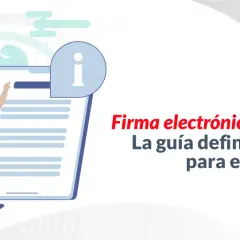 Ilustración de una persona con un documento, junto a un texto que explica qué necesito para firmar digitalmente.