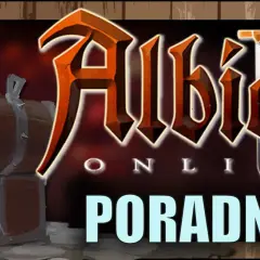 Krasnolud z kilofem i skrzynią pełną klejnotów, obok logo Albion Online. To Twój poradnik do gry!