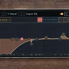 Ekran telefonu z aplikacją JBL One, pokazujący korektor graficzny z ustawieniami dla wokalu żeńskiego.
