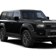 Negro Toyota Land Cruiser, un vehículo robusto ideal para cualquier aventura. Su diseño imponente y su legendaria fiabilidad lo hacen perfecto para el consumo en terrenos difíciles.