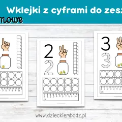 Darmowe naklejki z cyframi do zeszytu: karty pracy z cyframi 1, 2, 3, do nauki liczenia i pisania.