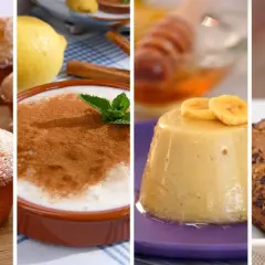 Muffins, arroz con leche, flan de plátano y galletas. Variedad de recetas de postres para disfrutar.