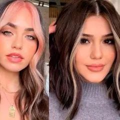 Dos mujeres lucen peinados con mechas chunky: una con mechones rosados y otra con rubios.