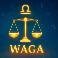 Znak zodiaku Waga, symbol wagi i konstelacje na nocnym niebie.