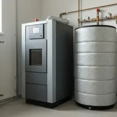 Nowoczesny piec na pellet 15kW z zasobnikiem ciepła. Idealny bufor do pieca 15kw, zapewniający efektywne ogrzewanie.