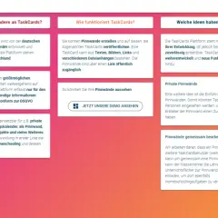 TaskCards: eine kostenlose Padlet-Alternative für Lehrer. Erstellen Sie Pinnwände für Aufgaben, Projekte und Homeschooling. DSGVO-konform.