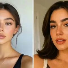 Dos mujeres con un look de soft glam makeup. Piel radiante, labios jugosos y mirada sutilmente realzada.