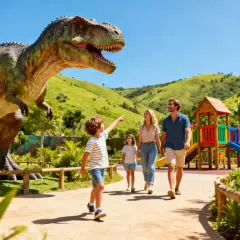 Rodzina podziwia dinozaura w Bałtowie. Sprawdź bałtów cennik bilet rodzinny i zaplanuj niezapomnianą wycieczkę!