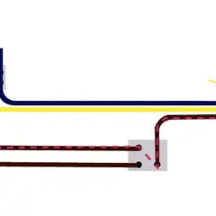 Diagrama de cómo conectar cables a un interruptor doble para encender una bombilla.