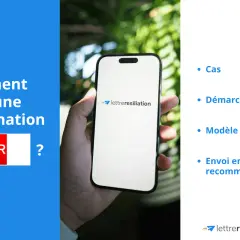 Comment faire une sfr réclamation courrier ? Un smartphone affiche le logo lettre-resiliation.com.