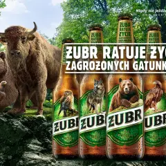 Żubr, niedźwiedź, wilk i orzeł – symbol białowieskiego parku narodowego i zagrożonych gatunków. Fundusz Żubra dla przyrody.