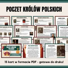 Poczet królów polskich: od Mieszka I do Stanisława Augusta. Historia władzy i zmieniającej się Polski. 15 kart PDF.
