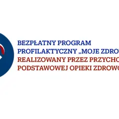 Logo z sercem i ptaszkiem. Bezpłatny program profilaktyczny „Moje Zdrowie” dla osób 40 plus realizowany przez POZ.