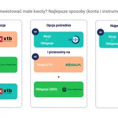 Najtańsza, pośrednia i najprostsza opcja, w co inwestować małe kwoty: akcje (ETF), obligacje (EDO) i instrumenty w XTB, PZU, Bossa.pl.