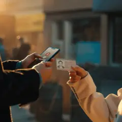 Osoba trzyma telefon z napisem "Approved" i kartę pobytu. Szybka pożyczka na kartę pobytu.