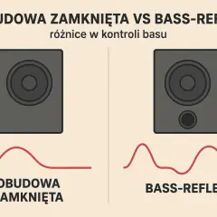 Obudowa zamknięta vs bass-reflex: porównanie kontroli basu. Wykresy pokazują różnice w reakcji basowej.