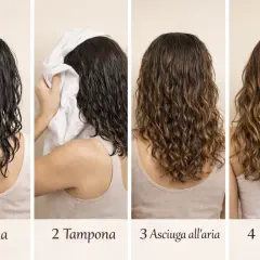 Capelli bagnati, tamponati, asciugati all'aria e infine naturali: scopri come capire che tipo di capelli hai.
