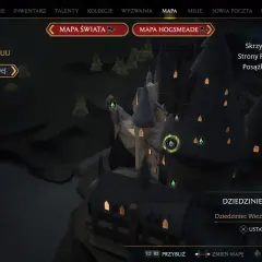 Mapa Hogwartu z zaznaczonym Dziedzińcem Wieży Zegarowej. Pomocny **hogwarts legacy poradnik** do eksploracji zamku.