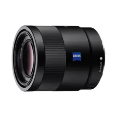 Black Carl Zeiss Sonnar FE 1.8/55 lens with E-mount, ready to capture stunning images.